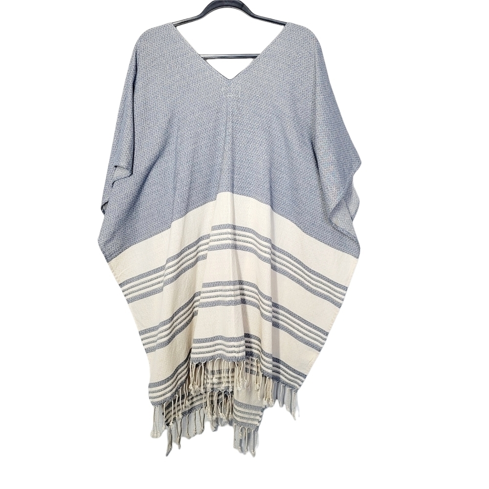 Tribe Alive Women's Blue True Poncho - Picture 4 of 9
